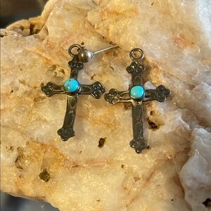 Turquoise Cross Earrings/ Scrap